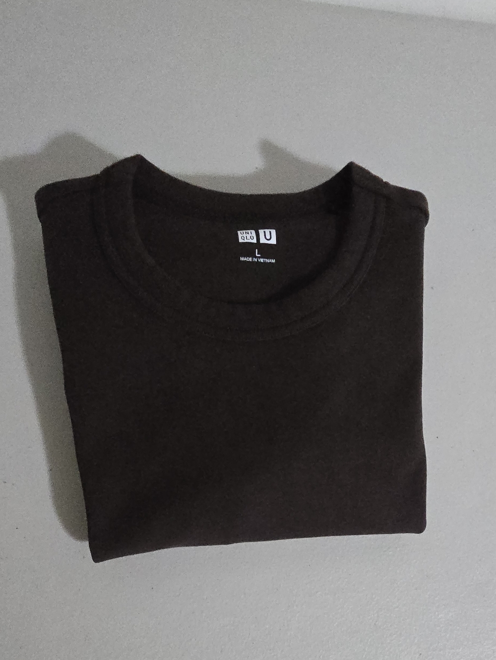Uniqlo Brown Women's Crew Neck Thick Cotton T-Shirt - Size L